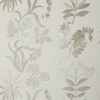 Botanical Stripe Wallpaper Pewter White