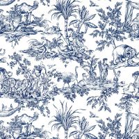 Antilles Toile Cotton Fabric Navy Blue