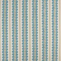Basholi Linen Fabric Blue Beige Striped