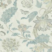 Blue Floral Linen Fabric