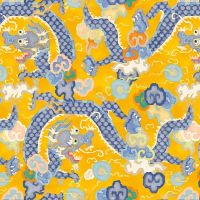 Double Dragon Wallpaper Yellow and Blue