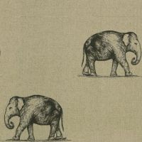 Sample-Elephant Printed Linen Fabric Sample