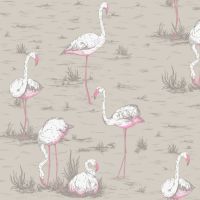 Sample-Flamingos Linen Union Fabric Sample