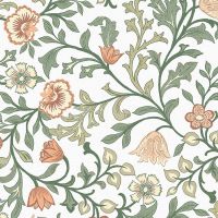 Floral Craft Wallpaper In Green and Orange