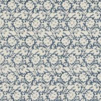 Flower Press Cotton Fabric Indigo Blue