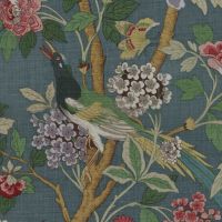Hydrangea Bird Linen Fabric