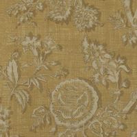 Gold Floral Printed Linen Fabric