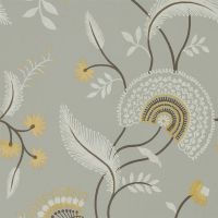 Light Brown and Grey Floral Wallpaper