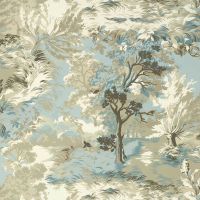 Lincoln Toile Wallpaper Beige and Spa Blue