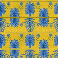 Mykonos Villa Motif Wallpaper Lemon Yellow Blue