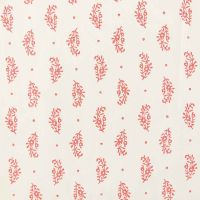 Paisley Sprig Linen Fabric Red Floral Printed