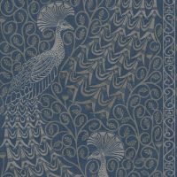 Pavo Parade Silver and Blue Wallpaper