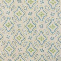 Polonaise Linen Fabric Blue Green Floral Printed