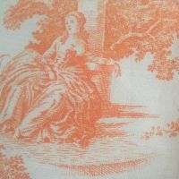 Pompadour Toile Fabric Orange Linen