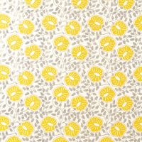 Punch Paisley Linen Fabric Lemon Yellow Grey