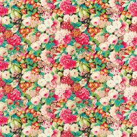 Rose and Peony Fabric Cerise Pink Veridian Green Turquoise