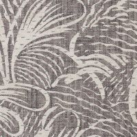 Savernake Linen Fabric Neutral Dark Grey Leaf
