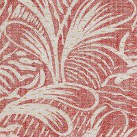 Savernake Linen Fabric Red Neutral Leaf