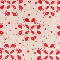 Starflower Linen Fabric Red Printed
