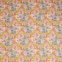 Stratton Garden Linen Fabric Yellow Pink