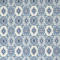 Topaz Embroidered Fabric Marine Blue White