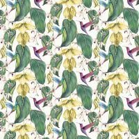 Trailing Orchid Outdoor Fabric Yellow Green Bird