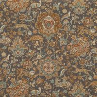 Wild Things Fabric Woodsmoke Dark Grey Turquoise Brown