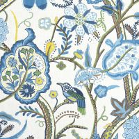 Windsor Linen Fabric Blue and Yellow Bird Print