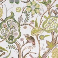 Windsor Linen Fabric Brown and Green Bird