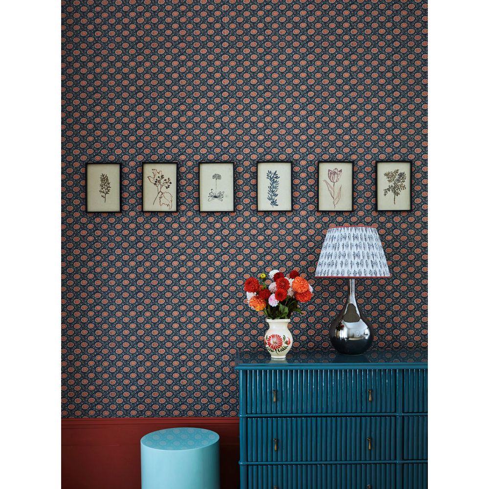 Floral Ogee Brown Red Wallpaper | Wallpaper Designs