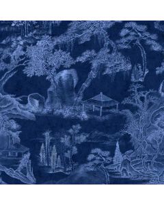 Blue Chinese Toile Wallpaper