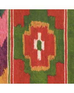 Erdely Linen Fabric Ikat Red Green White Pink Yellow