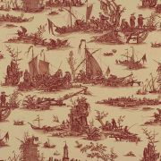 La Peche Maritime Cotton Fabric Dark Red Toile
