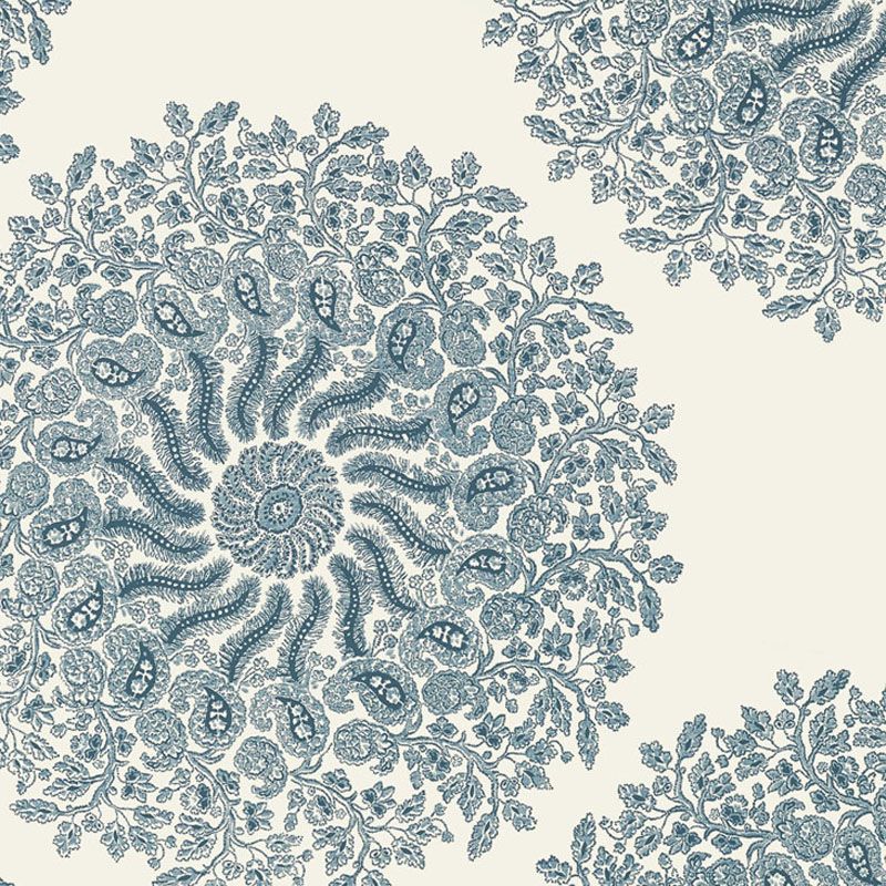 La Provence Wallpaper in Light Blue & White Palampore by Anna French Available at F&P Interiors