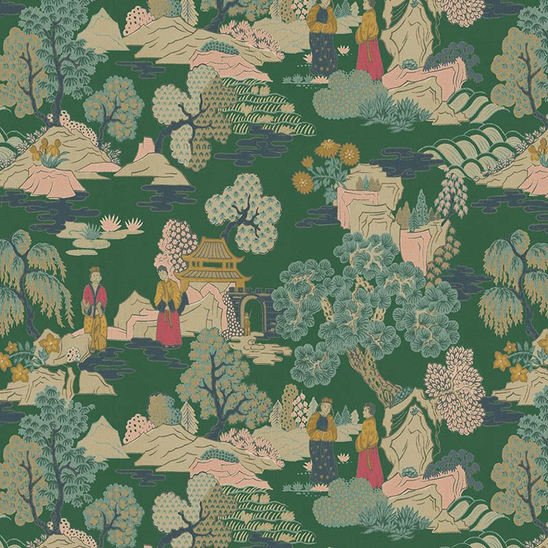 Japanese Garden Fabric in Jade | Trendy Velvet Contract Fabric | Modern ...