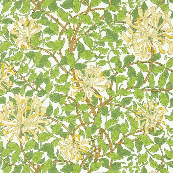 Honeysuckle Green Yellow Wallpaper | Floral Wallpaper
