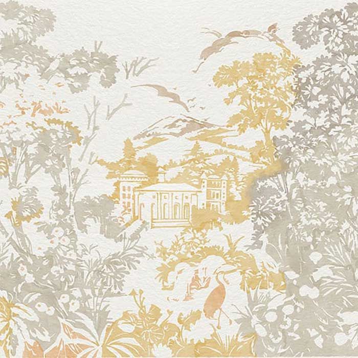 Wall Mural in Yellows Taupe Neutral Block Print Wallpaper