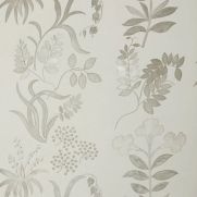 Botanical Stripe Wallpaper Pewter White