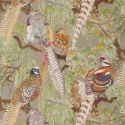 Sample-Game Birds Linen Fabric Sample