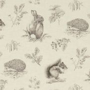 Squirrel & Hedgehog Linen Fabric