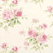 Adele Wallpaper Rose Pink Cream Green Floral
