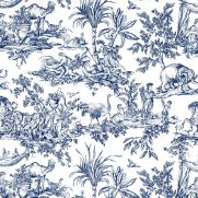 Antilles Toile Cotton Fabric Navy Blue