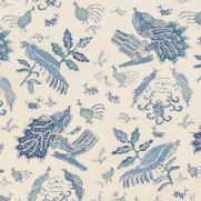 Arjuna Linen Fabric Delft Blue Teal Printed