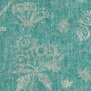 Astrea Linen Fabric Green Blue Turquoise floral