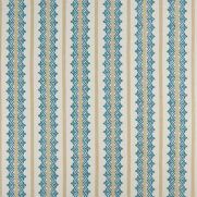 Basholi Linen Fabric Blue Beige Striped