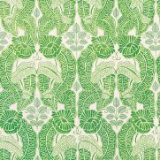 Belle De Nuit Linen Fabric Green Printed