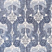Belle De Nuit Linen Fabric Indigo Blue Printed