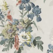 Sample-Bird and Iris Linen Fabric Sample