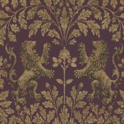 Boscobel Oak Gold and Claret Wallpaper