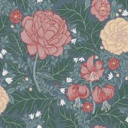 Camille Floral Wallpaper Blue Pink Green